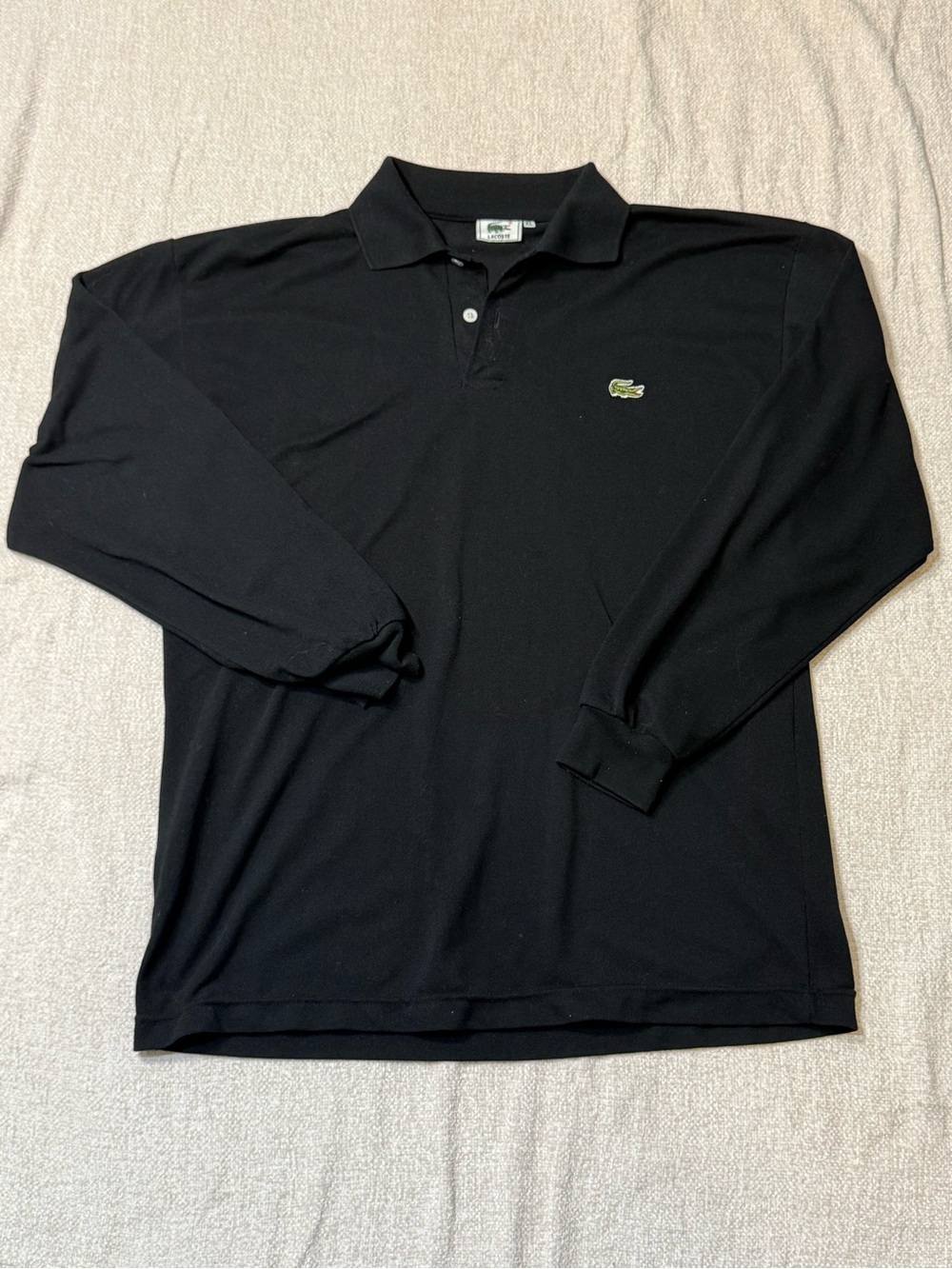 Vintage Lacoste Polo Mens XL Black Long Sleeve Croc Preppy Quiet Luxury